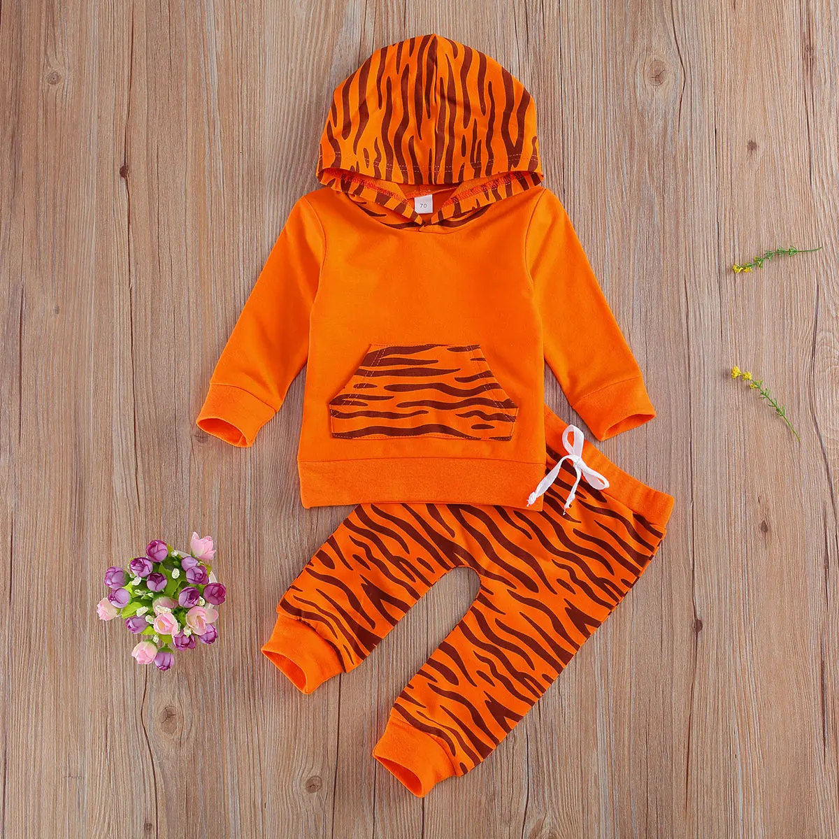 Toddler Infant Baby Boy Tiger Clothes Set 2020 Orange Autumn Long Sleeve Pocket Hoodies Pants Clothing Outfits 2PCs Costume |