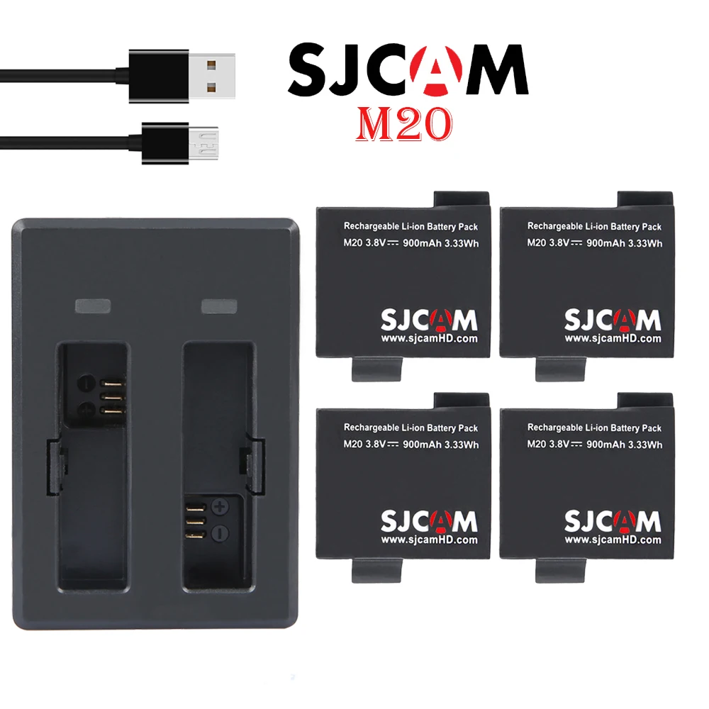 Оригинальный SJCAM M20 3 8 V 900mAh 3.33Wh литий-ионный аккумулятор черный для батареи