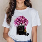Женская футболка с изображением парфюма, новинка 2021, Harajuku, женская футболка с цветочным рисунком, модная футболка Ullzang, Топ