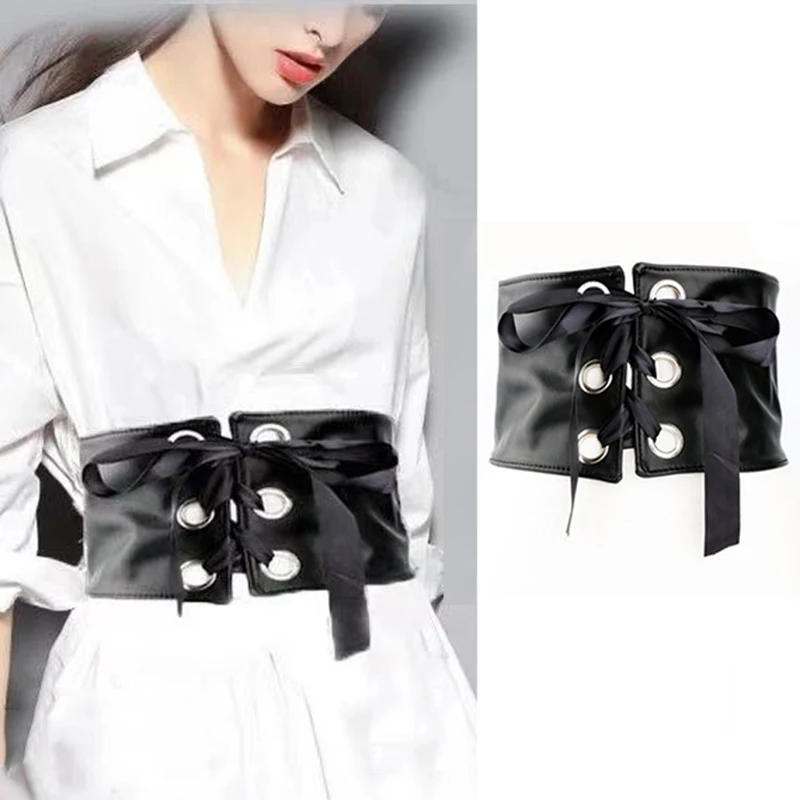 

Elastic Bow Band Width Girdle Ladies Luxury Belts for Women Fashion Brand Design Waistband High Waist Corset Belt Black Correas