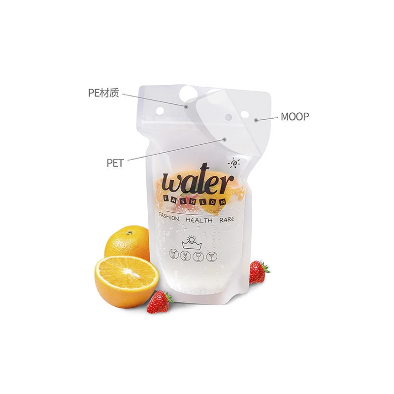 

10pc/lot Drinking Juice Plastic Bag Beverage Pouch Frosted Bag with Handle Soup Liquid Bag Kitchen Freezing with Straw