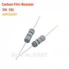 Резистор угольной пленки 20 шт.лот 3 Вт 5% 1R  1M 2.2R 4.7R 10R 33R 36R 47R 1K 4,7 K 4K7 100K 1M 10 22 33 47 Ом Сопротивление оксидной пленки