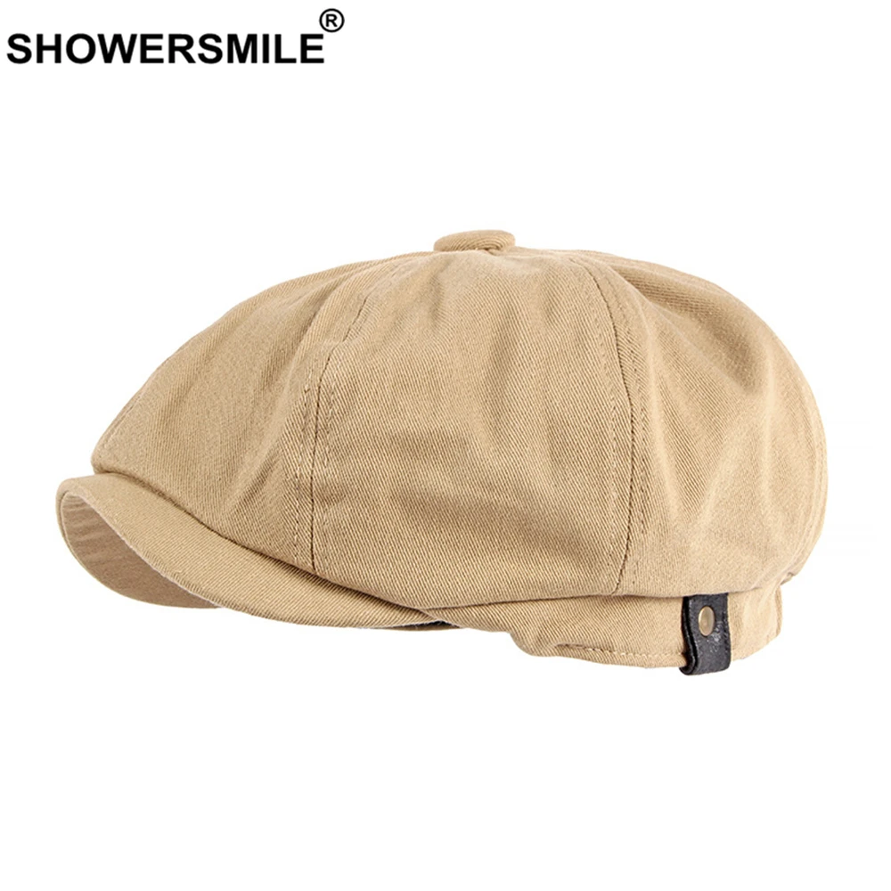 

SHOWERSMILE Hats For Men Spring Summer Newsboy Cap Cotton Mens Beret Hat Women Octagonal Hat Vintage Flat Cap Eight Panel Hat