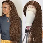 Парик из каштановых волос с крупными волнами на фронтальной сетке #4 #2 T, парик из влажных и волнистых натуральных волос, прозрачные парики на сетке для женщин, Реми