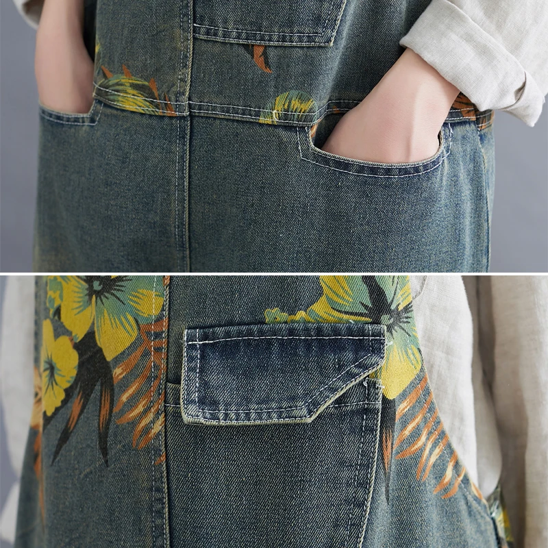 Женские джинсовые комбинезоны большого размера в стиле ретро летние с винтажным