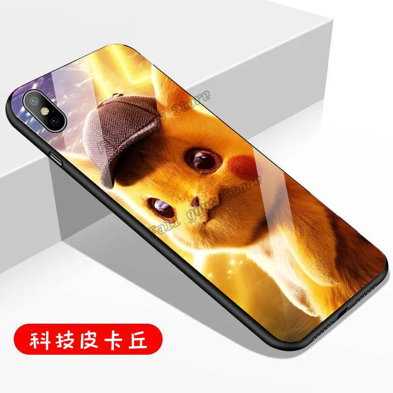 Pokemon Glass Phone Case for Oppo R15X R17pro RENO R11 R9 IPhone X Xs Xr 11 6 6s Plus Pikachu Fat Ding TPU+PC Phones Cases |
