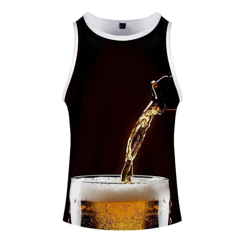 PICTURE COLOR Bubbling beer с цифровым 3d-рисунком для мужчин жилет для мальчиков сексуальная летняя мужская одежда фитнес майки для бодибилдинга майка Blouse2019 - Цвет: PICTURE COLOR