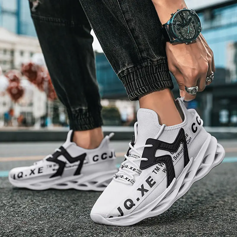 New Arrivals White Mesh Blade Shoes Men Chunky Sneakers Breathable Male Trainers Light Sports Running Shoes Men Drop-shipping