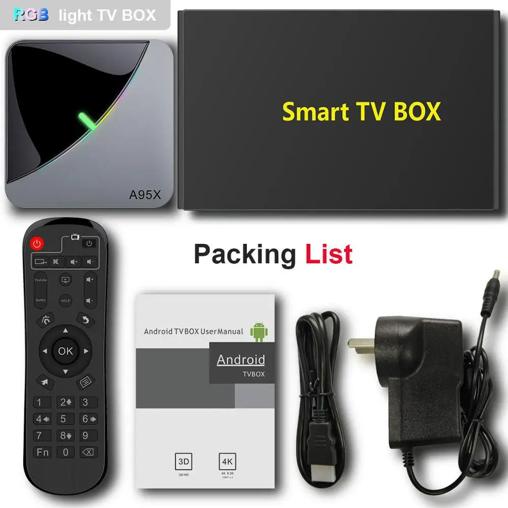 A95X F3 Air 8K RGB светильник ТВ приставка Android 9 0 Amlogic S905X3 4 Гб 64 двойной Wifi 4K 60fps Netflix Youtube