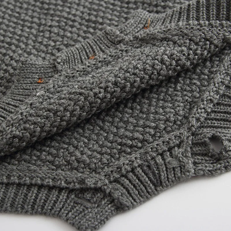 

Autumn Winter Sweater Infant Baby Girl Knitted Clothes Suit Solid Color Breathable Rompers Jumpsuit Warm Bodysuits Loose Outfits