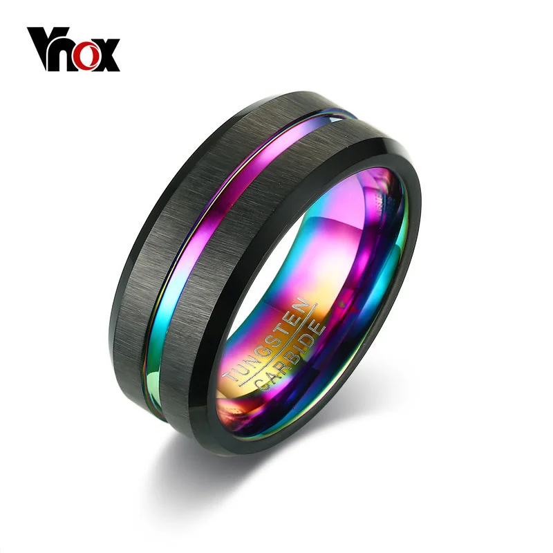 Vnox, мужское тонкое вольфрамовое кольцо, обручальные кольца 8 мм, кольца из карбида вольфрама для мужчин, обручальные вечерние ювелирные изделия