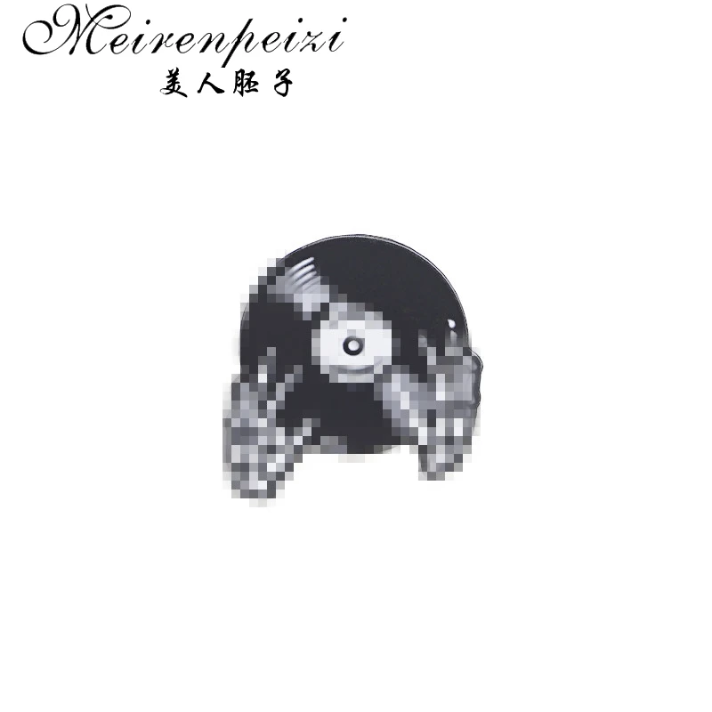 Новинка запись рук эмаль булавка для DJ Play музыка значок лацкана брошь череп панк