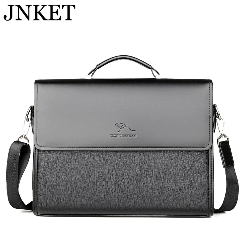 JNKET New Men Handbag Business Briefcase Shoulder  Crossbody Bag PU Leather Backpack Computer Bag