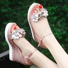 Женские босоножки на танкетке, удобные туфли-лодочки на платформе, с открытым носком, Классическая обувь на высоком каблуке, лето