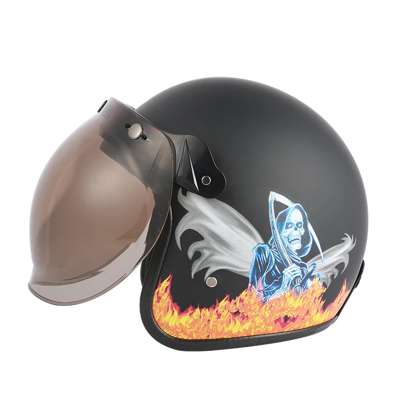 Винтажный мотоциклетный шлем защитный с открытым лицом в стиле ретро - купить по