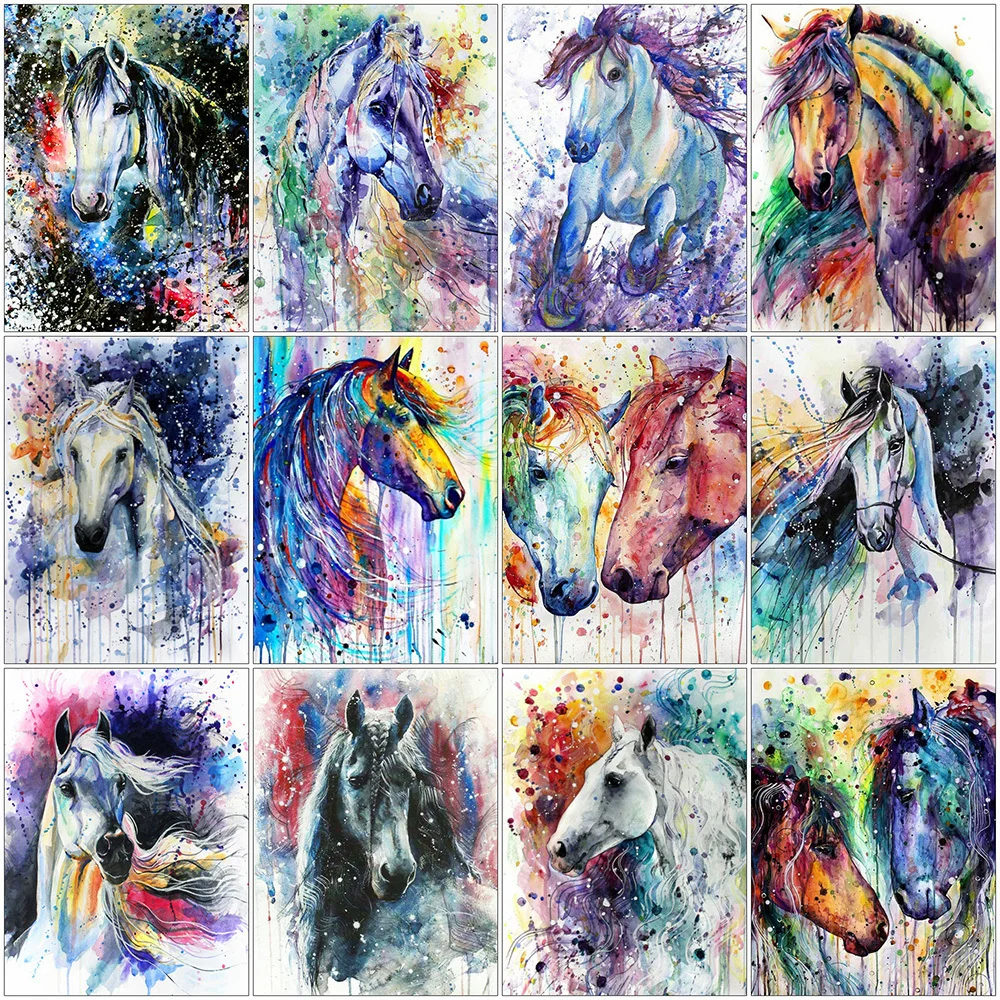 

Evershine DIY Diamond Embroidery Horse Colorful 5D Diamond Painting Animal Cross Stitch Kits Mosaic Art Crafts Home Decor