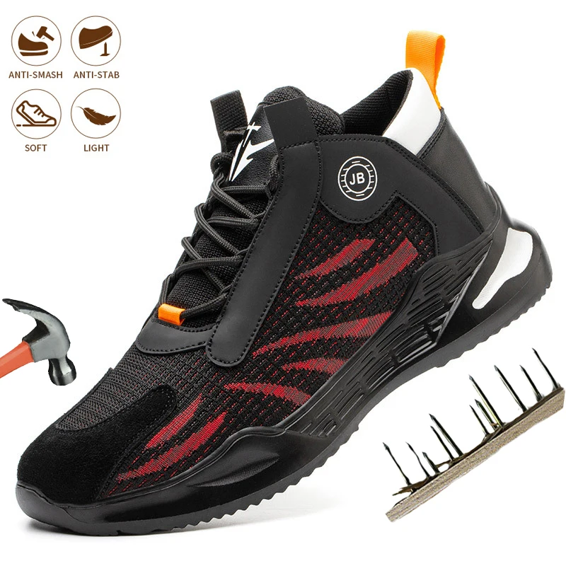 

Men Safety Shoes Steel Toe Cap Anti Smashing Anti Piercing Work Boots Breathable Comfortable Men's Puncture-Proof Work Sneakers