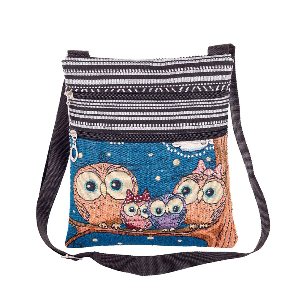 

DAIGELO Embroidered Owl Tote Bags Women Shoulder Bag Handbags Postman Package Printed Messenger Bag Ladies Cartoon Shoulder Bags