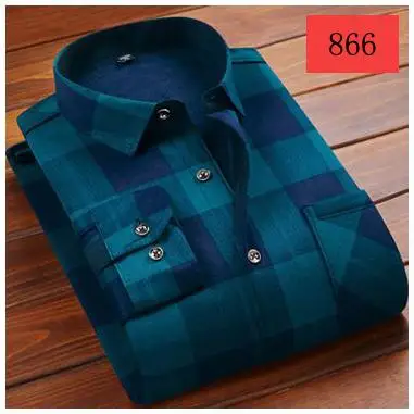 С добавлением шерсти мужская клетчатая рубашка на пуговицах нагрудный карман