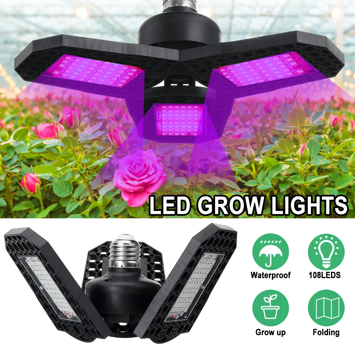 

E27 Full Spectrum LED Grow Light LED Phyto Lamp 100W 200W 300W Horticole Indoor Seedlings Flower Grow Tent Box IP20 Waterproof