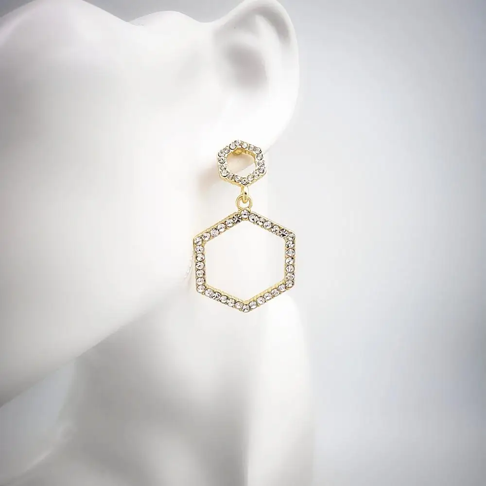 Модные женские сережки золотого цвета хорошее качество стеклянные из полигона |