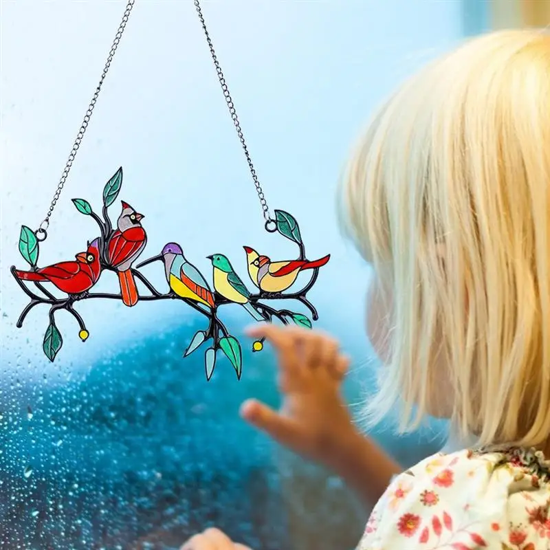

Bird Species Stained Pendant Window Hanging Suncatcher Acrylic Birds Hanging Wind Chimes Hanging Decorations Home Decor Crafts