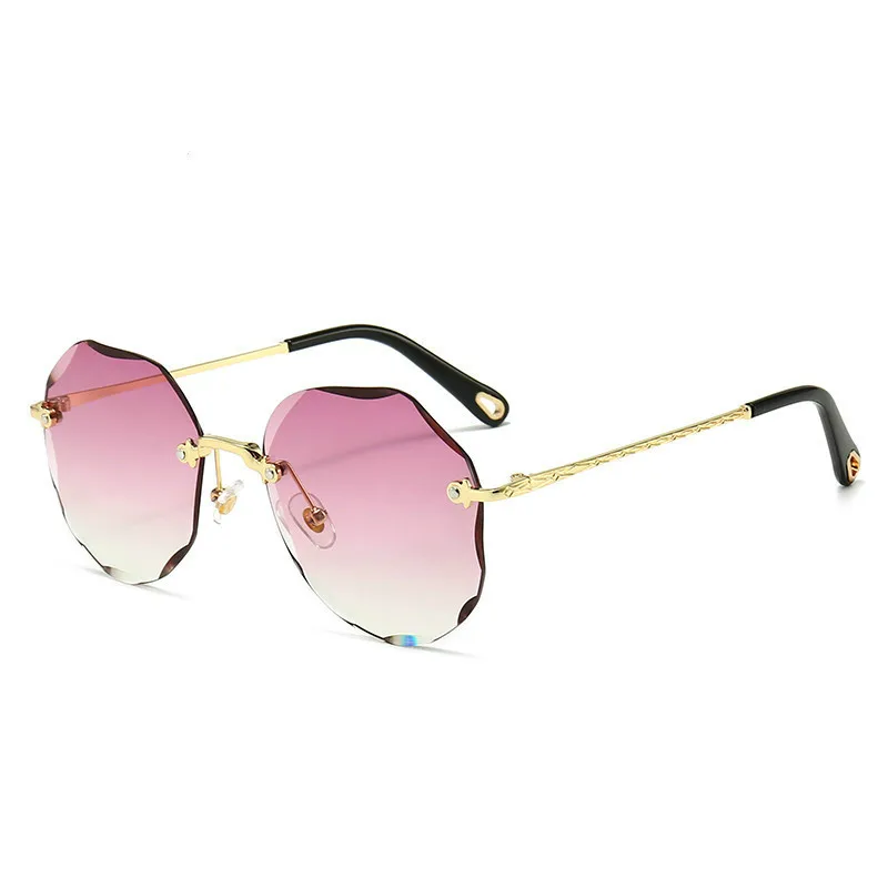 

New Rimless Sunglasses Ladies Luxury Trim Gradient Color Sunglasses Ladies Retro Rimless Glasses