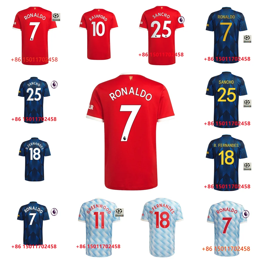 

S-3XL Hot Ronaldo 2021-2022 Manchester jerseys UNITED man jerseys UTD SANCHO B. FERNANDES RASHFORD 21-22 shirt Fast shipping