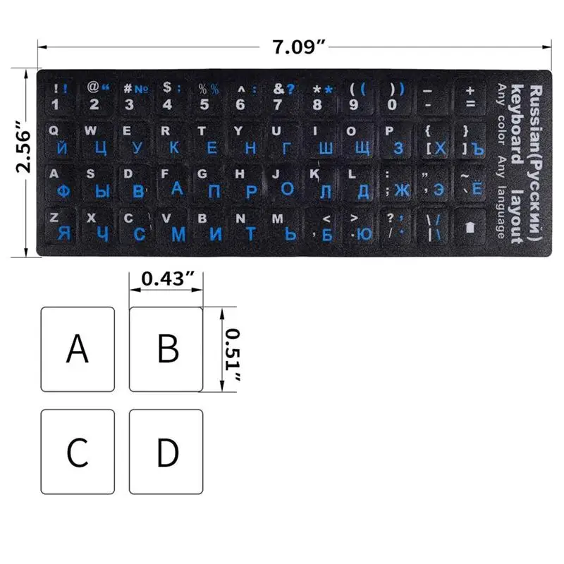 

10 Language Standard Smooth Keyboard Stickers For Russian Spanish German Korean Italian French Thai Arabic Keyboard Stickers