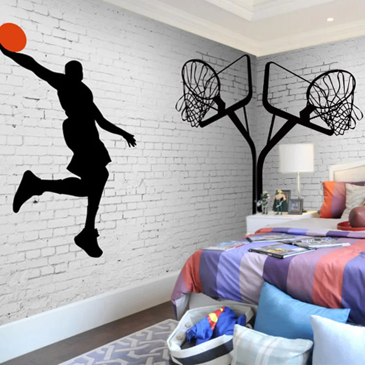 

Large theme fitness club basketball star background 3D three-dimensional mural wallpaper PVC Custom sizes