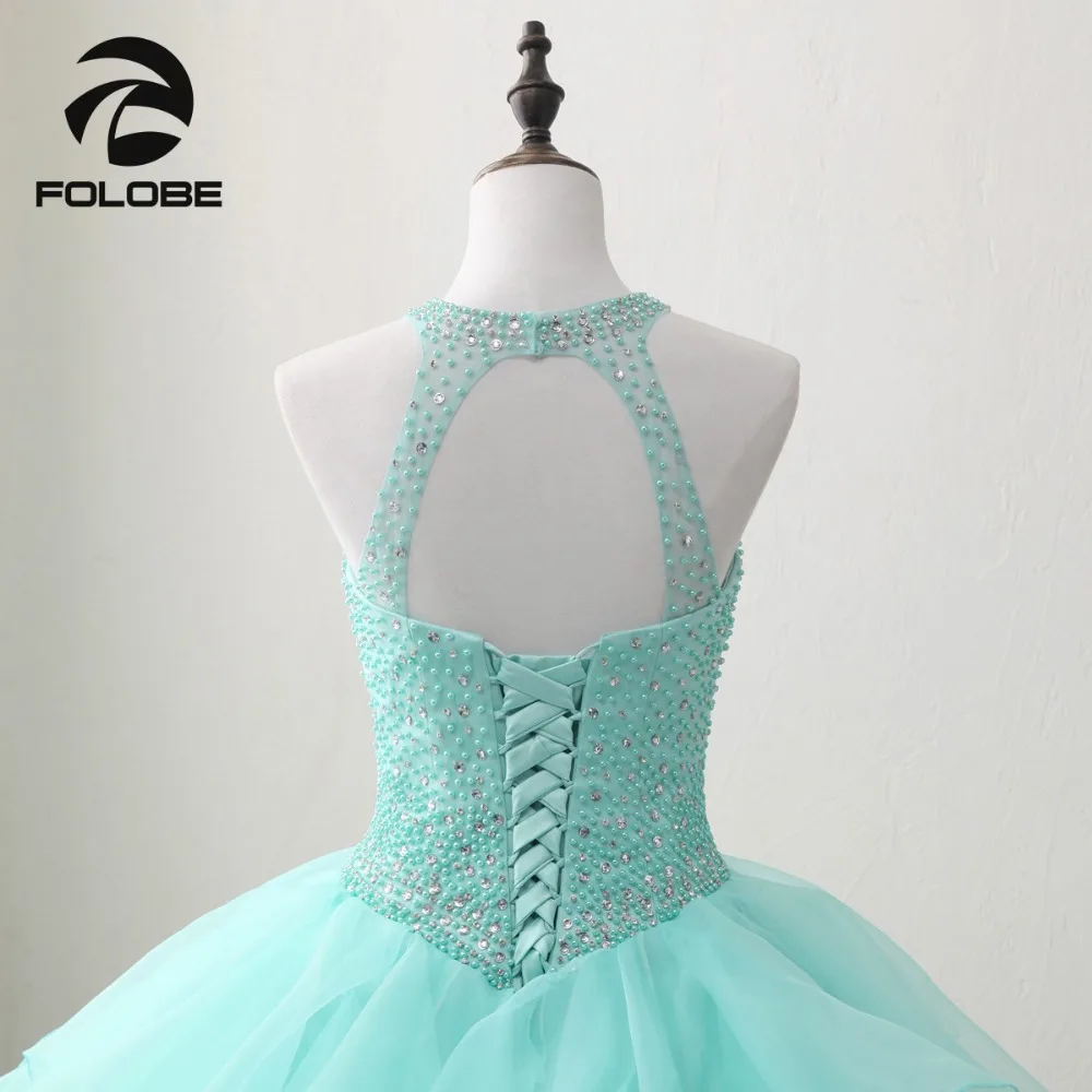 Милое 16 бальное платье с лямкой на шее и оборками Vestidos De 15 anos роскошное