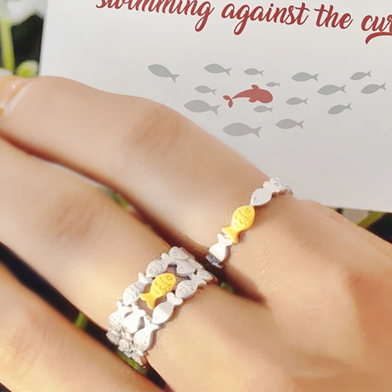 

Swimming Against The Current Ring Keep Swimming Fish Ring Inspirational Rings