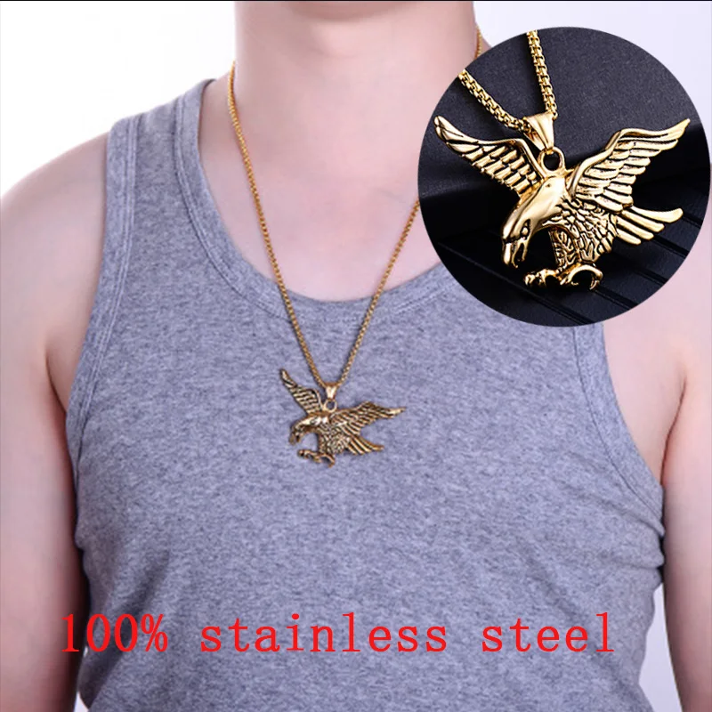 Ожерелье мужское из нержавеющей стали в виде орла модное колье с подвесками