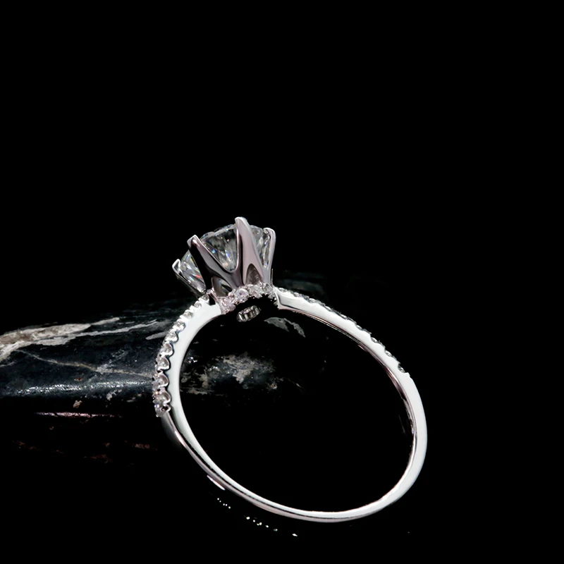 AEAW Лидер продаж круглый вырез 1.0ct moissanite кольцо 18 К Белое золото обручальные кольца для женщин