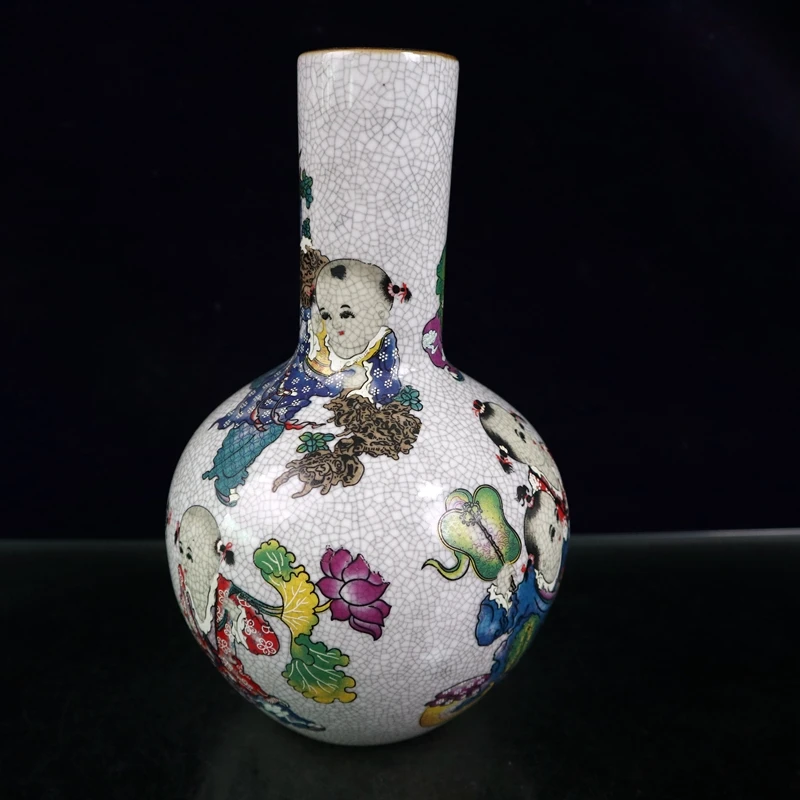 Ранняя коллекция антикварной открытой фамильной розы "Игровой узор с ребенком" бутылка Тяньцюй семейного украшения орнаменты.