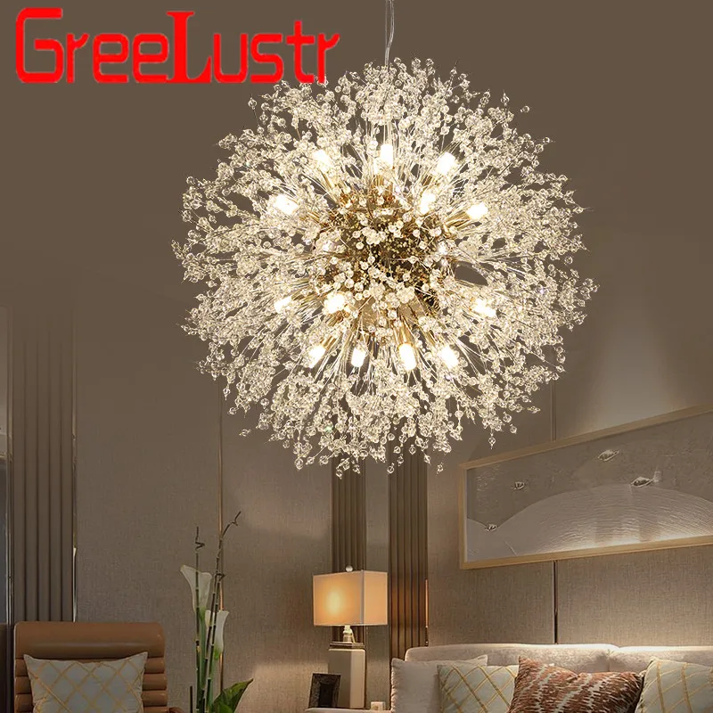 Потолочная люстра с кристаллом G9 Подвесная лампа серебряного/золотого цвета для