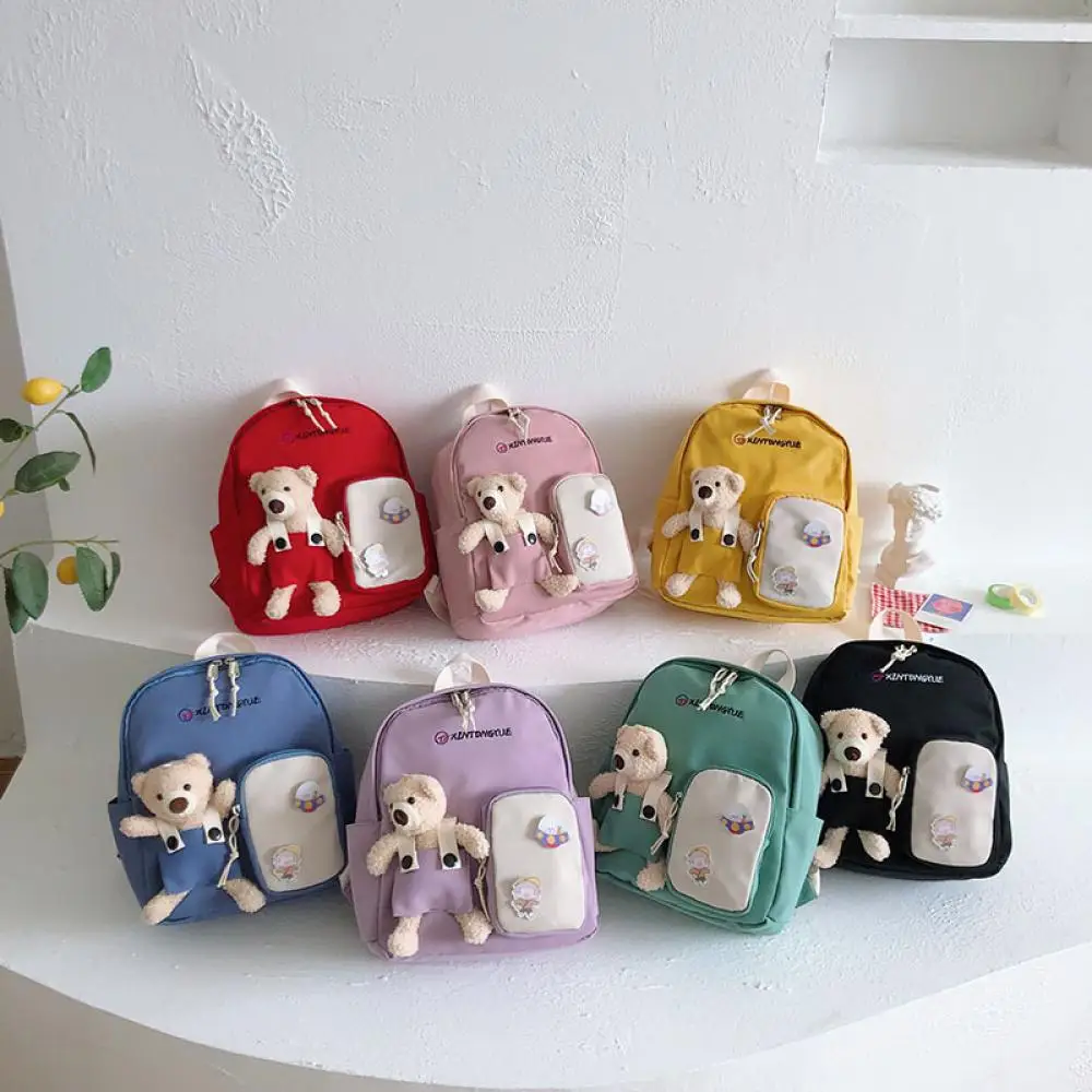Cute Cartoon Bear Backpack Bags for Kids Small Canvas School Bag Boys Girls Lovely Children Book Bag 2021 Travel Back Pack Purse
