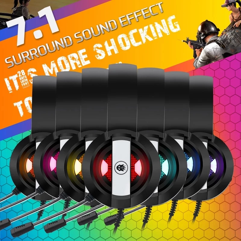 

Gaming Headset With Microphone Game Headphones With Deep Bass For Computer Gamer 7.1 USB Channel Surround For Windows Android