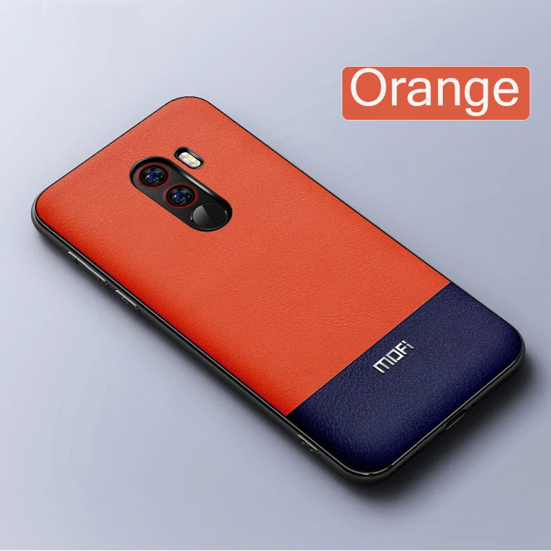 Poco F1 Case For Xiaomi Pocophone Pu Leather Back Cover Business Two Tone Orange Dark Blue Pink |