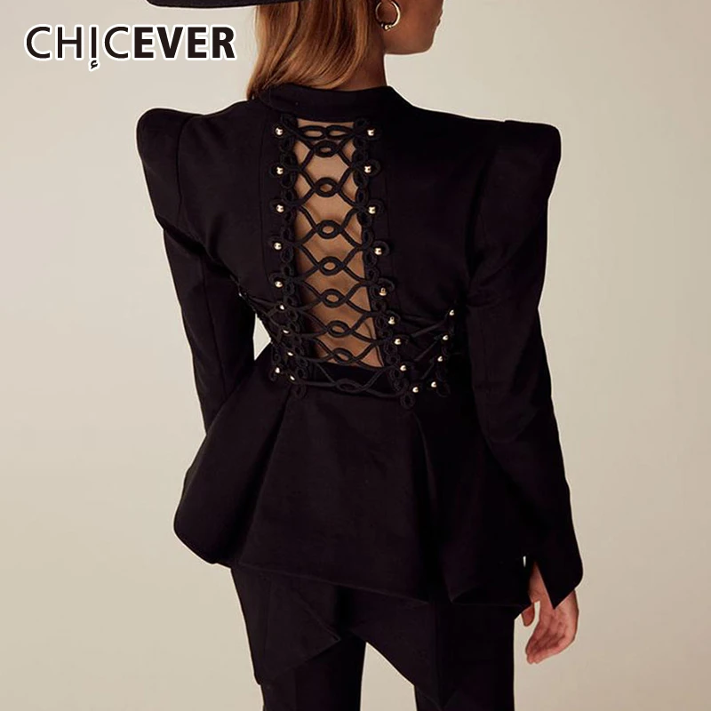 Женская куртка с вырезами CHICEVER повседневная Асимметричная большого размера v