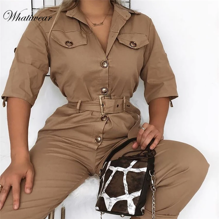 Whatiwear 2019 Летний джинсовый комбинезон в стиле пэчворк с карманами сексуальный