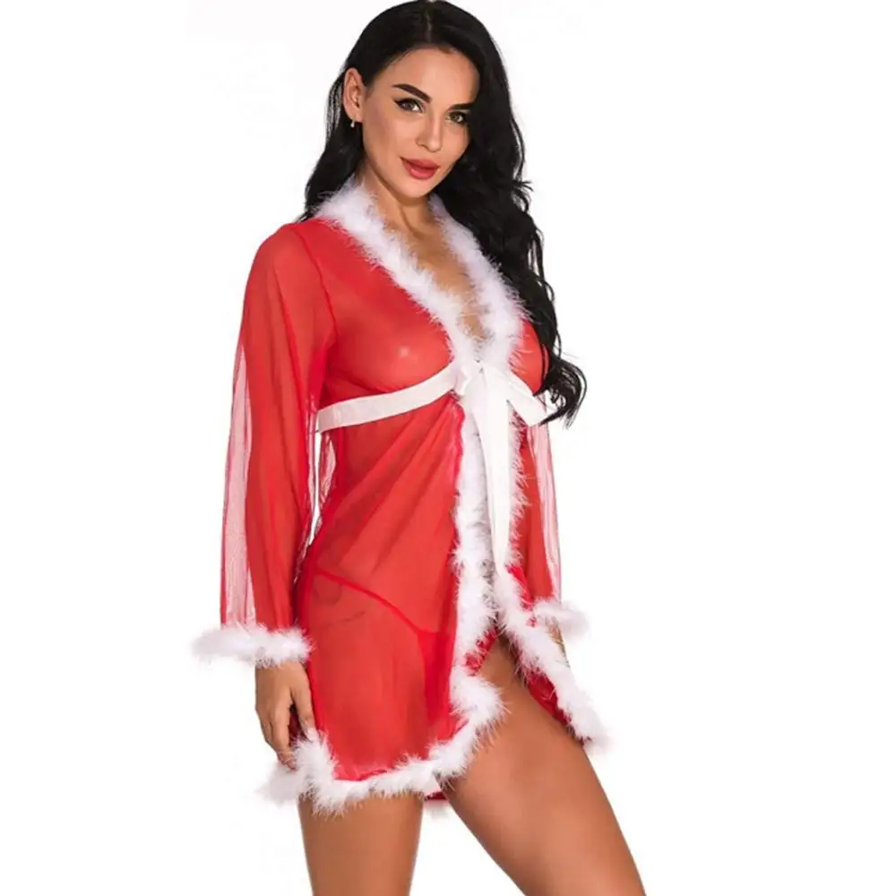 Рождественское сексуальное женское белье эротическое прозрачное кружевное мини