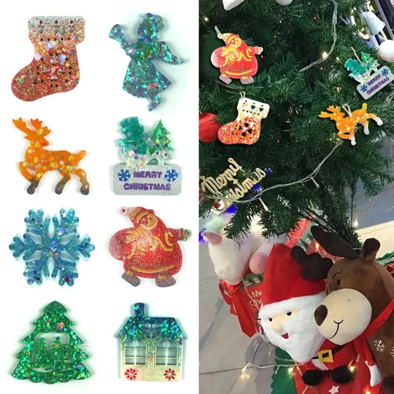 

Shiny Glossy Silicone Resin Molds Christmas Keychain Mold DIY Keychain Pendant Jewelry Epoxy Resin Crafting Molds