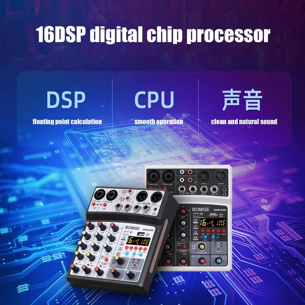 

4-Channel Audio Mixer For DJ Sound Controller Interface USB 16dsp Effect Interface Sound Card Dj Console For Professional