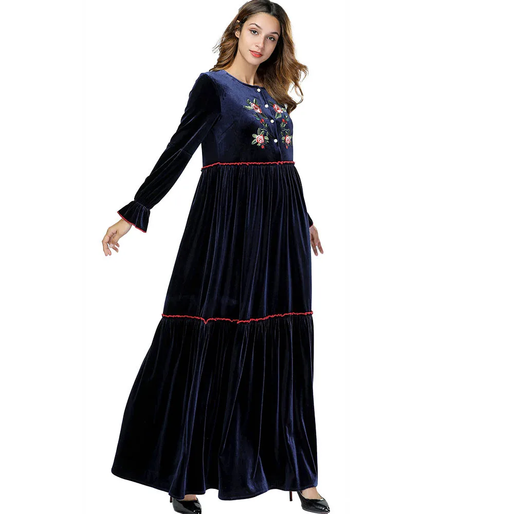 Abaya турецкий марокканский кафтан простой вышитый плиссированный кардиган