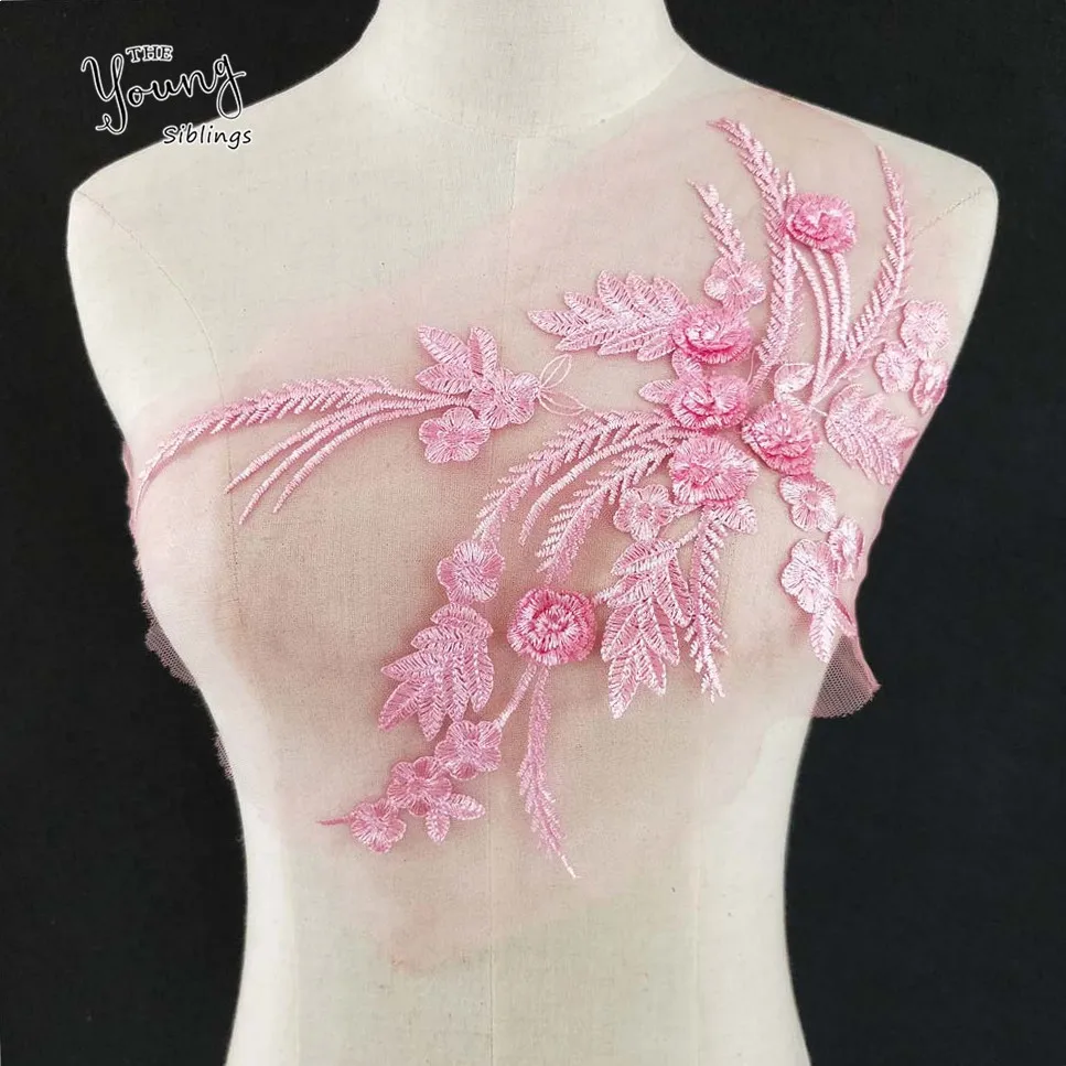 Розовый кружевной воротник с вышивкой высокое качество ABS Жемчужный Цветок ткань