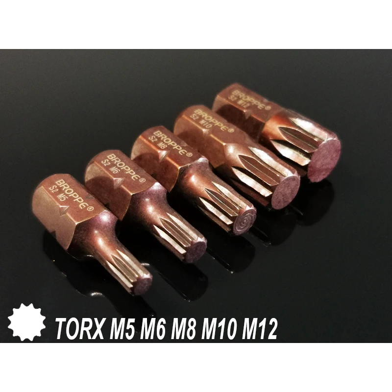 5 шт. Набор 30 мм Магнитная отвертка Torx биты 12 точек сплайн 10 мм шестигранный хвостовик отвертка Биты M5 M6 M8 M10 M12 механические ручные инструменты