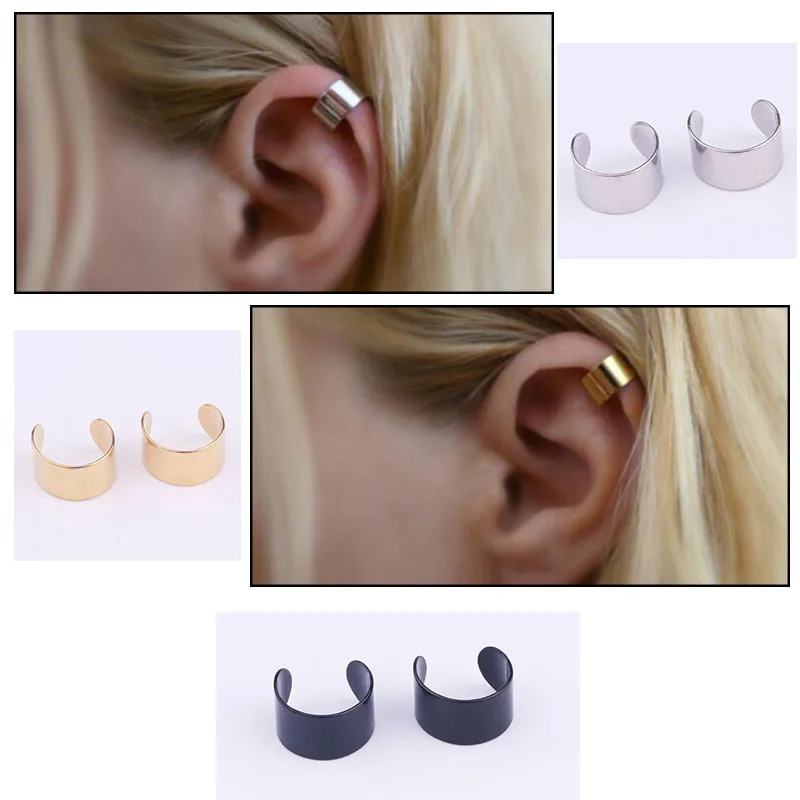 

Black Gold Fake Helix Cartilage Ear Non Piercing Earring Cuff Huggie Hoops Set Piercing Earrings Hoop Body Jewelry H6