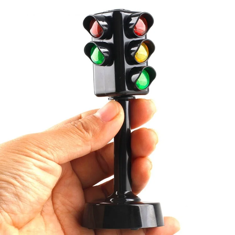 Simulated Two-Sided Traffic Lights Road Sign Lamp Crosswalk Signals with Base Early Learning Toys for Boys & Girls