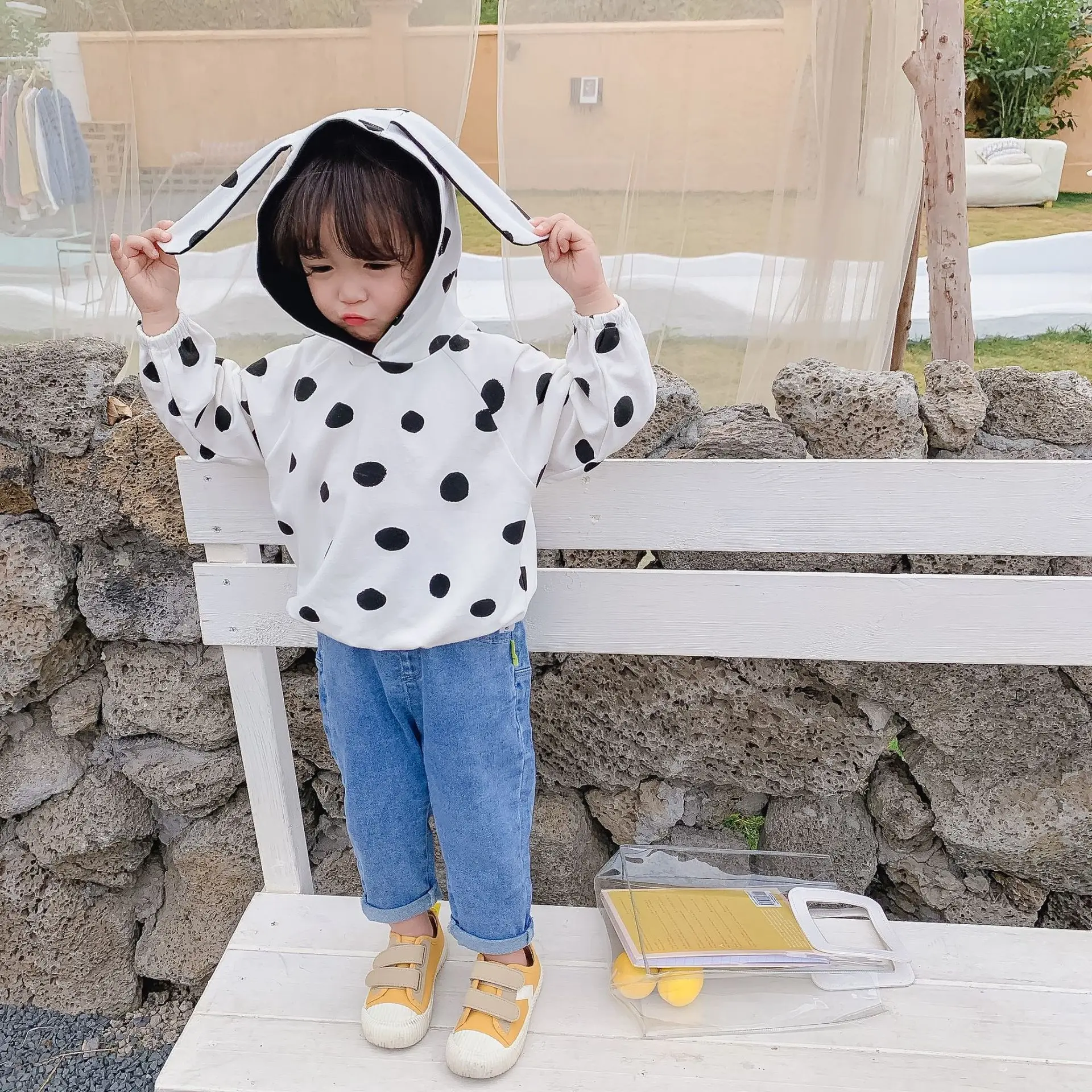 Толстовка с капюшоном длинными ушами для мальчиков и девочек на весну 2020 Детские